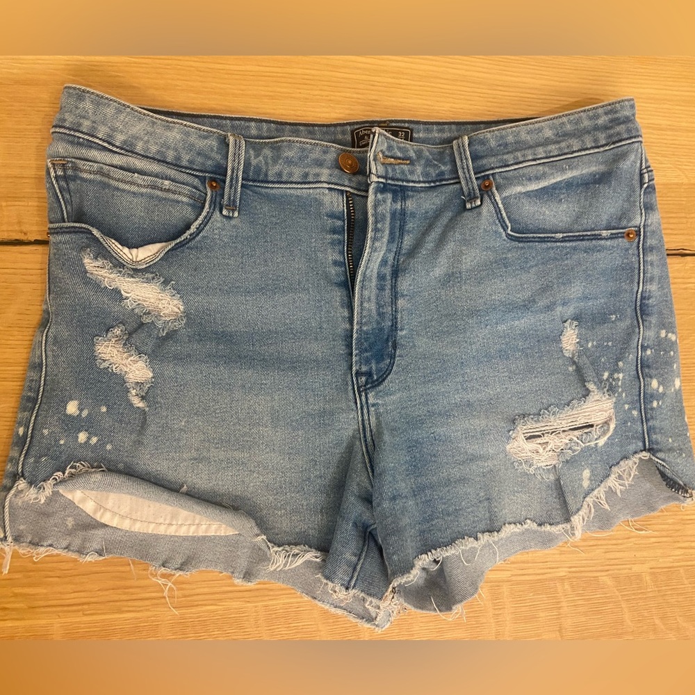 Abercrombie & Fitch Blue Jean Shorts Distressed Cut-Off